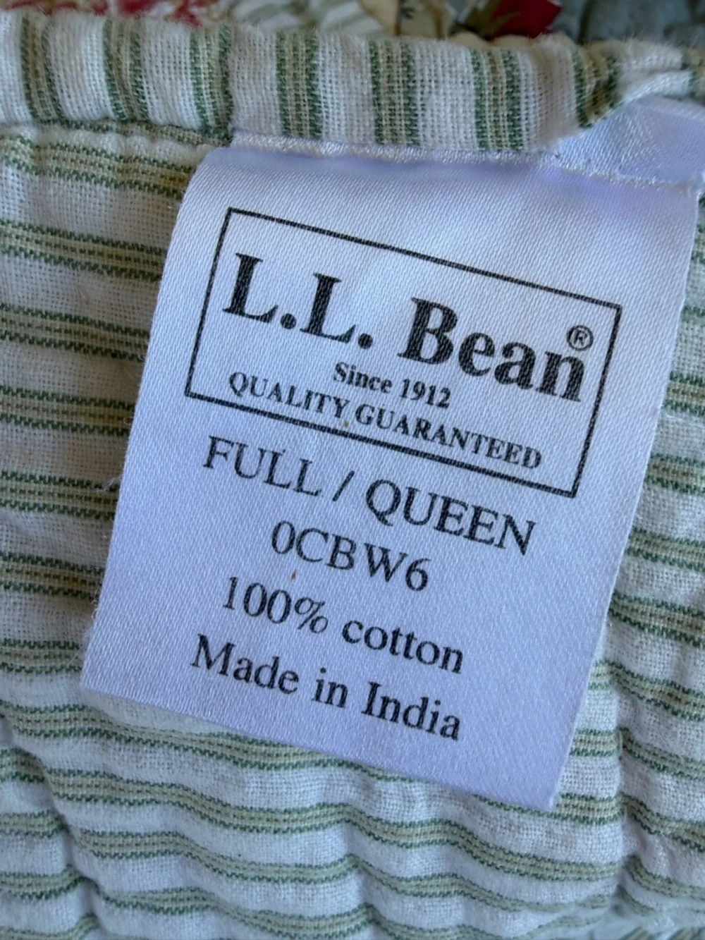 L.L. Bean Patchwork Country Quilt Reversible Floral Ticking Stripe Gauzy FLAWS